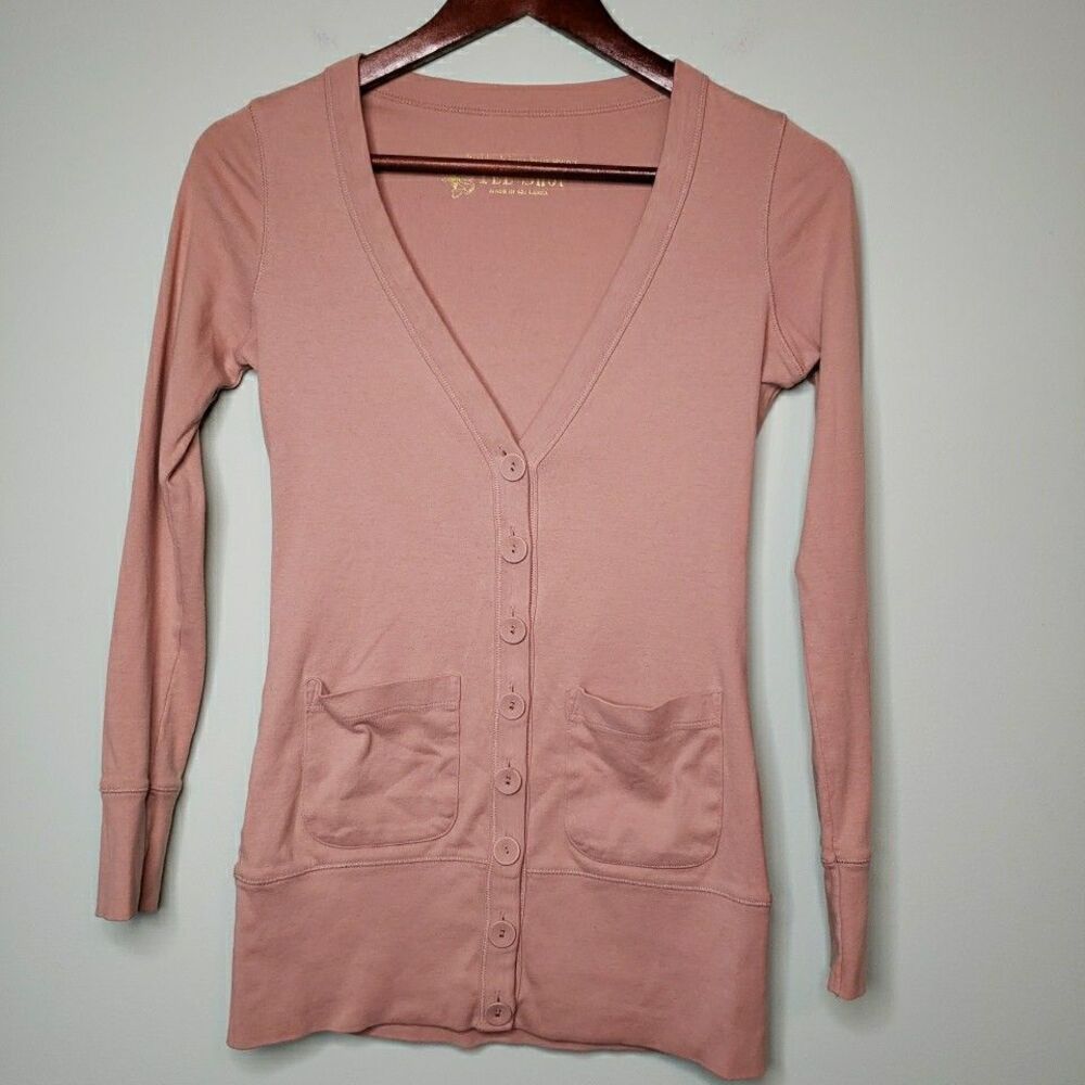 Tee Shop Button Up Top Layering Long Sleeve Cardigan Casual Cotton Womens Small